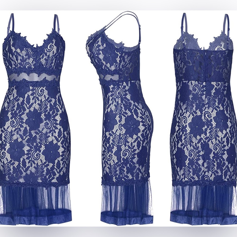 Floral Lace Bodycon Mermaid Midi Dress